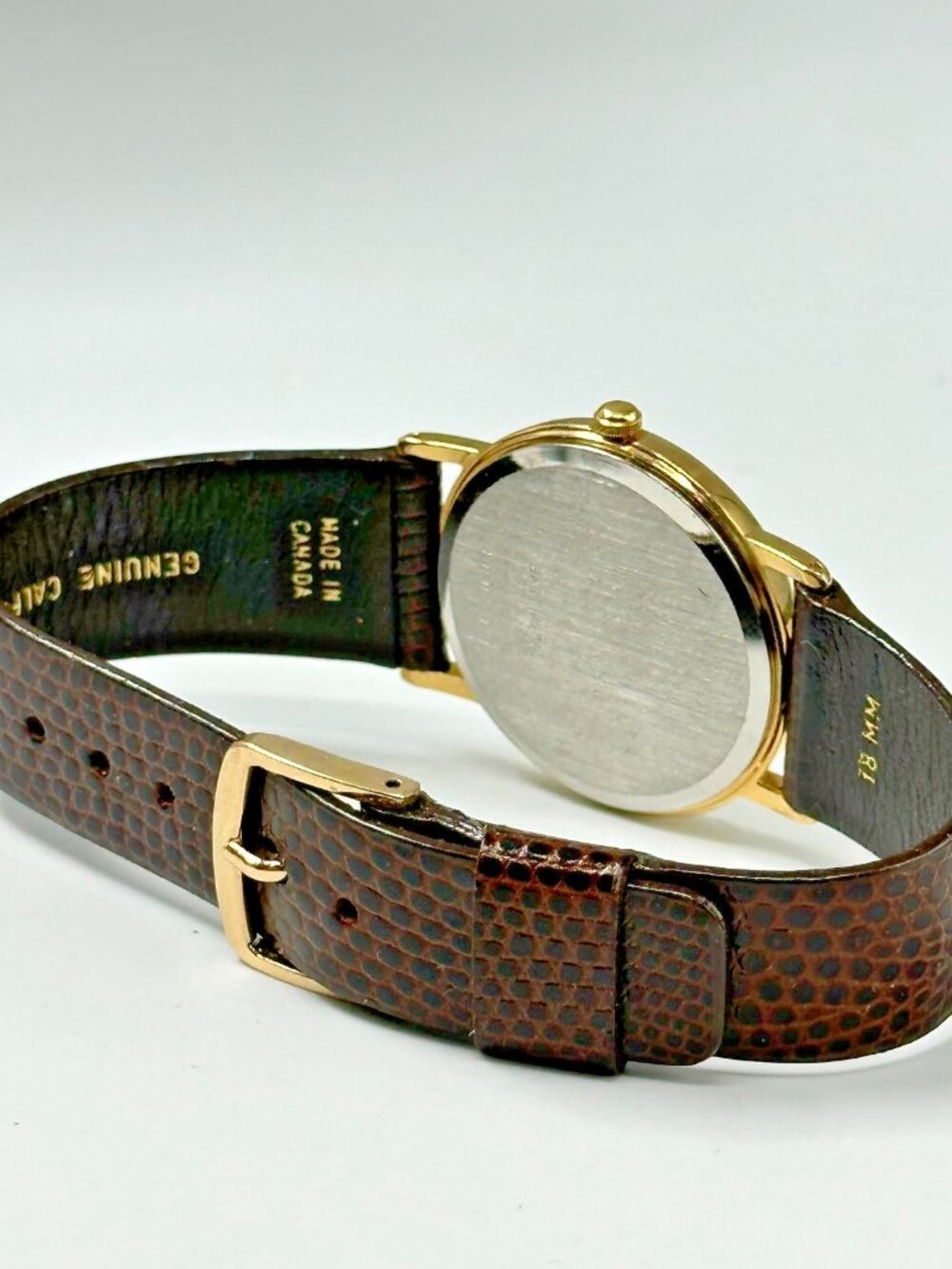 Vintage Seiko Watch Men Gold Tone Ore Ida Logo Brown Leather Band New Battery - Picture 8 of 12